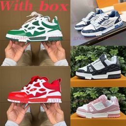 Designer lvs Skates Sneakers shoes Men Women Cowhide Leather Low Top Casual Vintage Shoes Non-Slip Rubber Outsole trainers