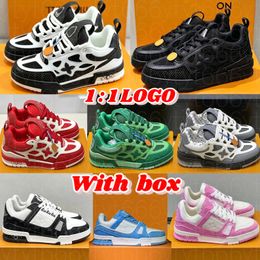 1:1 lvs shoes skate shoes sneakers Low mens Casual trainers louisvouittonn shoes Cowhide Upper Non Slip Triple Black white Platform Lace-up For Men Women size 36-45