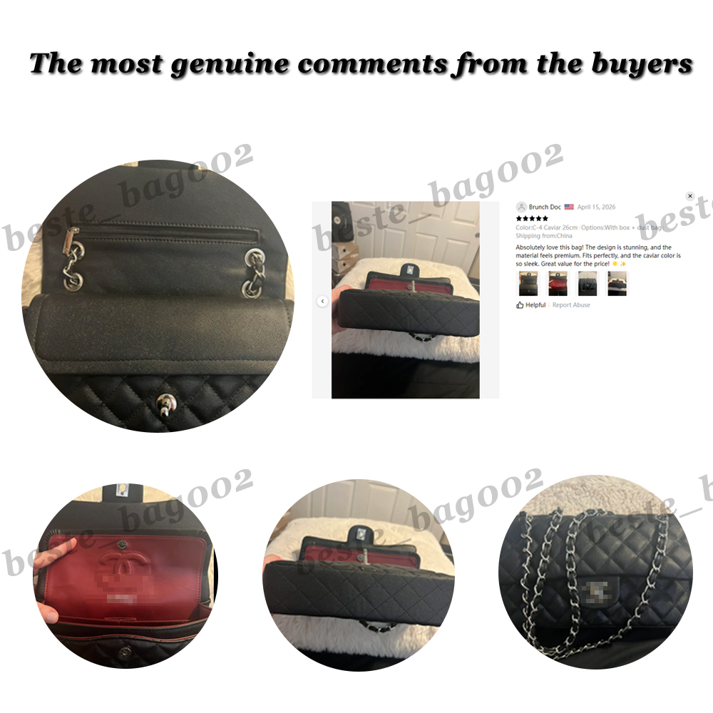 10A Caviar cf Classic Designer bags Shoulder Bag Sheepskin Women's Crossbody Bags Diamond Pattern Metal Chain Doube C Letters Flap Closure Handbag chanel25 bag